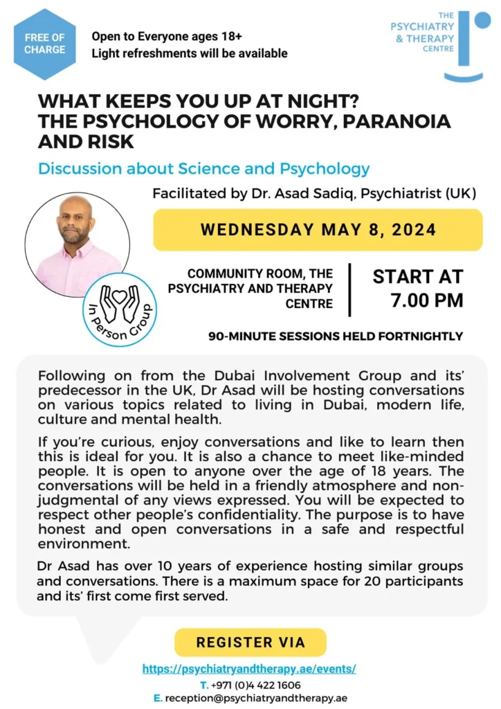 Flyer explaining the details of the event taking place on 8th May 2024 where there will be a discussion about 'The Science and Psychology of People
