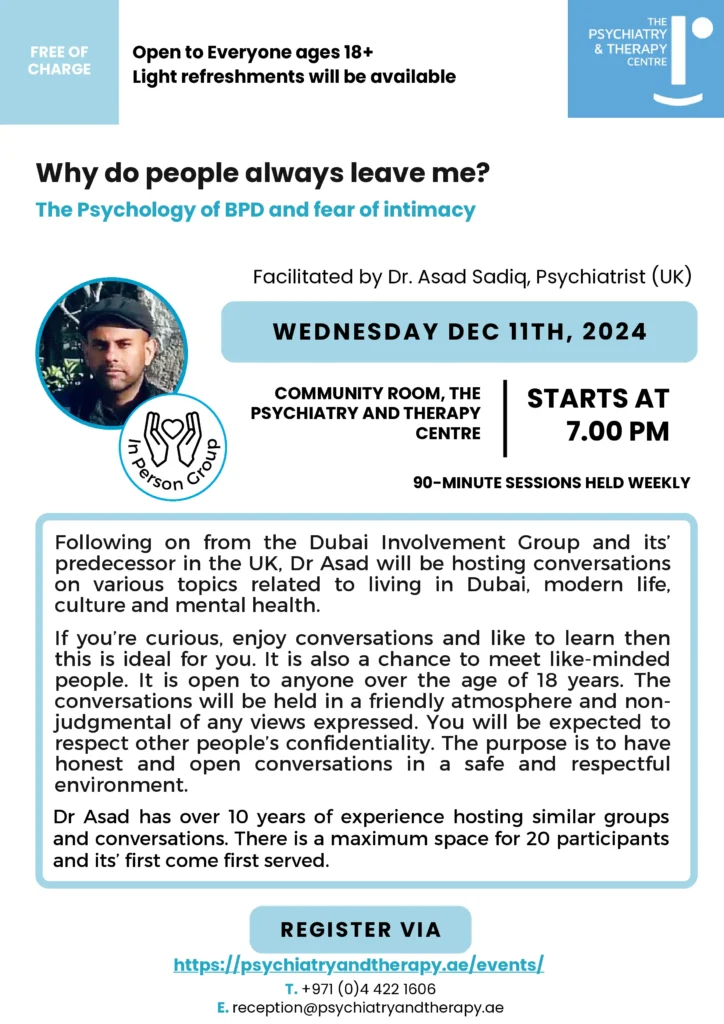 A flyer explaining the details of the event taking place on 11th Dec 2024. Topic of discussion surrounds mental health