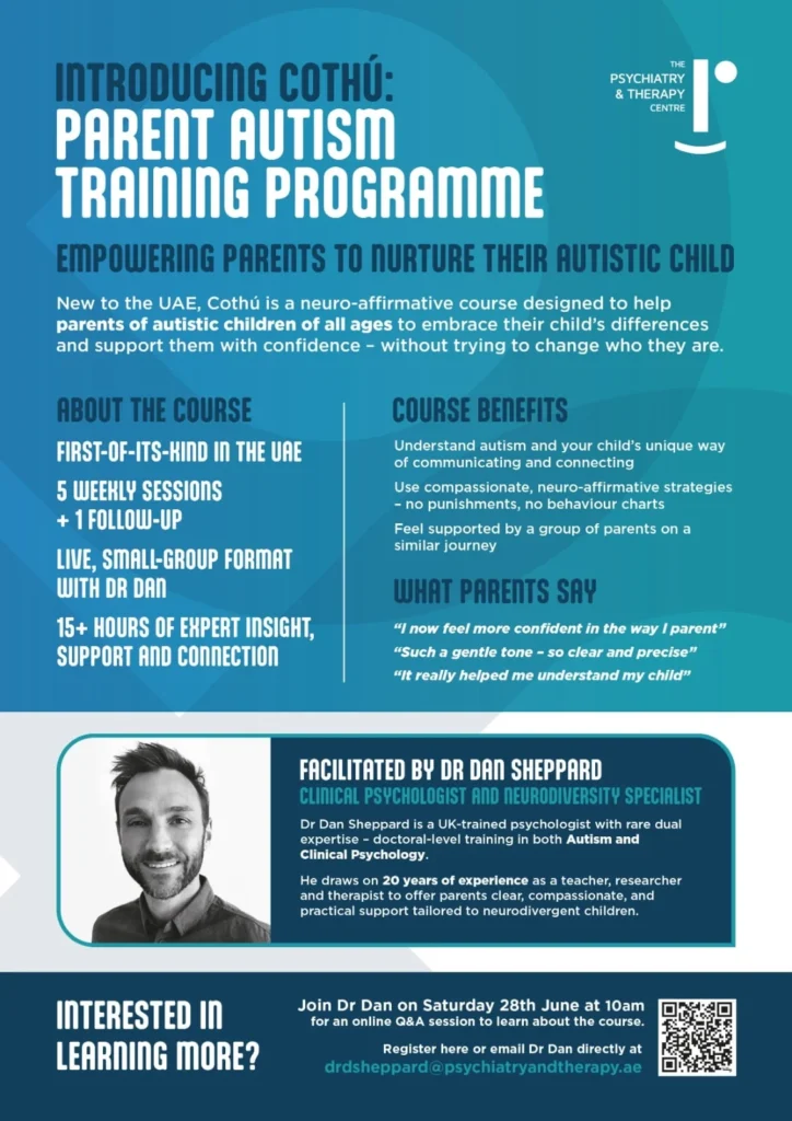 Autism event flyer with description of the event