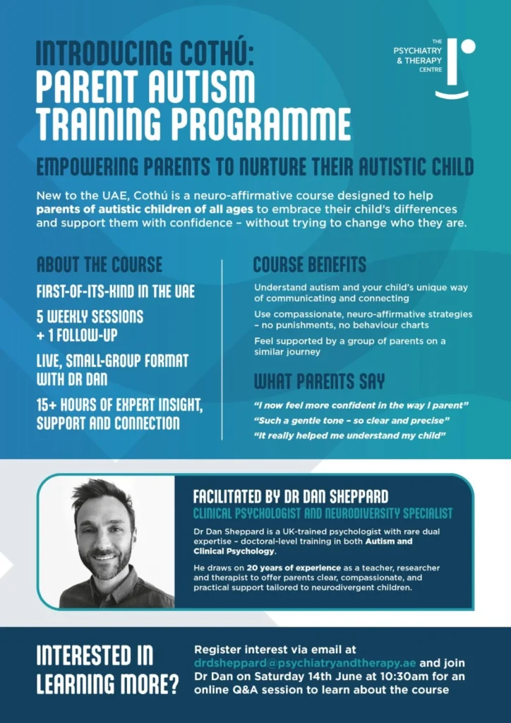 Autism event flyer with description of the event